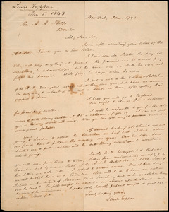 Letter from Lewis Tappan, New York, to Amos Augustus Phelps, 1843 January 5