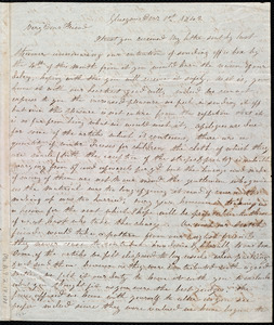 Letter from Mrs. Mary Welsh, Glasgow, [Scotland], to Maria Weston Chapman, Dec'r 1st, 1842