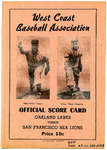 West Coast Negro Baseball Association official score card Oakland Larks versus San Francisco Sea Lions