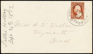 Letter from Sallie Holley, New Bedford, [Mass.], to Anne Warren Weston, Sep[t]. 26th, [18]52