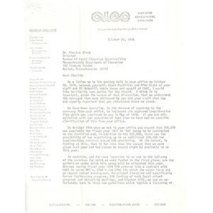 Thumbnail for Letter, Mary Ellen Smith to Charles Glenn, October 25, 1976.