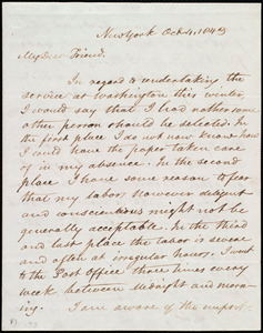 Letter from David Lee Child, New York, to Maria Weston Chapman, Oct. 4, 1843