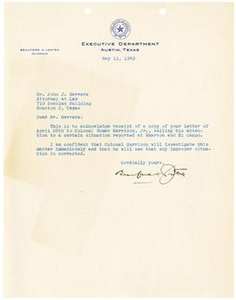 Letter from Beauford H. Jester to John J. Herrera - 1949-05-13