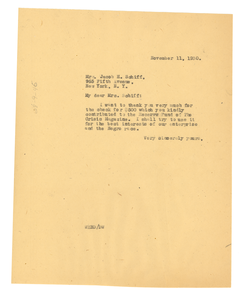 Letter from W. E. B. Du Bois to Mrs. Jacob H. Schiff