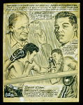 Drawing of boxers Joe Louis and Billy Conn