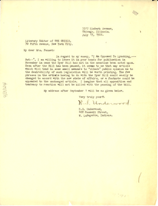 Letter from R. S. Underwood to Ms. Fauset