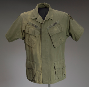 Military fatigue shirt worn by James E. Brown of the 20th Engineer Brigade