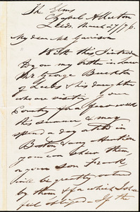 Letter from Joseph Lupton, Leeds, [England], to William Lloyd Garrison, March 27 / [18]76