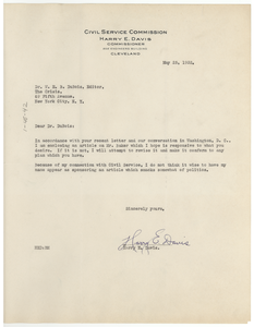 Letter from Harry E. Davis to W. E. B. Du Bois