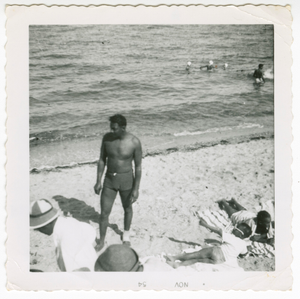 Digital image of Taylor family members at the beach on Martha's Vineyard