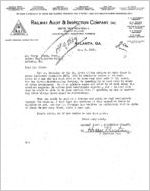 Letter from Harry Preston, Railway Audit and Inspection Company, to Oscar Elsas