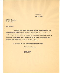 Letter from National Committee to Defend Dr. W. E. B. Du Bois and Associates in the Peace Information Center to NAACP