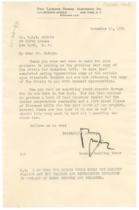 Letter from Roscoe Conkling Bruce to W. E. B. Du Bois