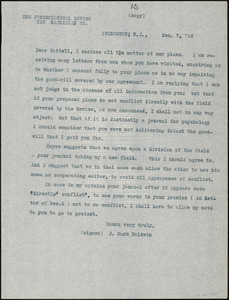 Thumbnail for Baldwin, James Mark, 1861-1934 typed letter (copy) to J.Mc. K. Cattell, Princeton, N.J., 7 December 1903