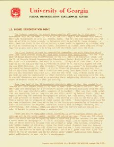 University of Georgia School Desegregation Educational Center bulletin, 1968