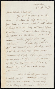 Letter from Samuel May, Leicester, [Mass.], to Charles Calistus Burleigh, Aug. 21 / 71