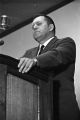 Man speaking during a meeting of educators at Alabama State College in Montgomery, Alabama.