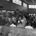 Fred Shuttlesworth with Freedom Riders in the waiting area of the Greyhound station in Birmingham, Alabama.