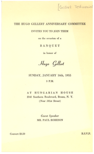 Hugo Gellert banquet invitation and program