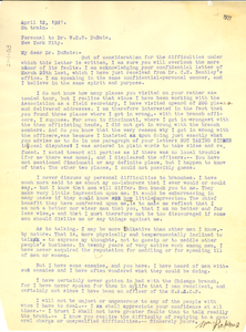 Letter from William Pickens to W. E. B. Du Bois