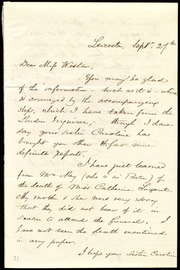 Letter to] Dear Miss Weston [manuscript