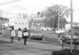 John Davis and Mike Bibler of SCLC, picketing with a young woman in front of the Barbour County courthouse in Eufaula, Alabama.