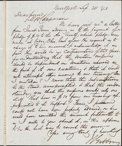 Letter from James Sloan Gibbons, New York, to Maria Weston Chapman, [18]43 Sep[tember] 20