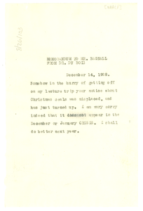 Memorandum from W. E. B. Du Bois to Robert Bagnall