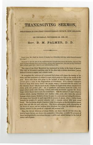 Thanksgiving sermon, delivered in the First Presbyterian Church, New Orleans, on Thursday, Nov. 29, 1860