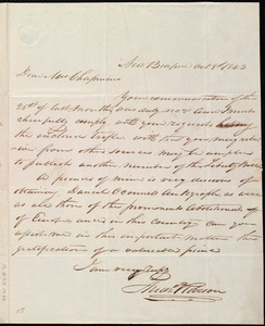 Letter from Andrew Robeson, New Bedford, [Mass.], to Maria Weston Chapman, Oct. 8th, 1843