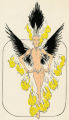 Costume design drawing, topless showgirl in yellow and black feathers #15, Las Vegas, June 5, 1980