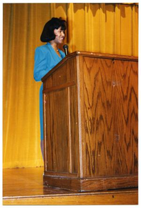 Woman Speaking at Health Fair