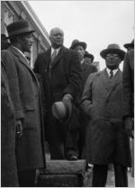 Wheat Street Baptist Church pastor and civil rights leader William Holmes Borders leading an attempt to integrate mass transit, Atlanta, Georgia, January 9, 1957.