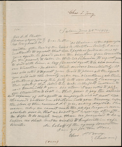 Letter from Charles Turner Torrey, Salem, [Mass.], to Amos Augustus Phelps, 1839 June 28th