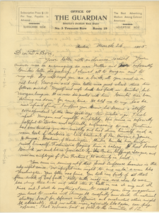 Letter from William Monroe Trotter to W. E. B. Du Bois