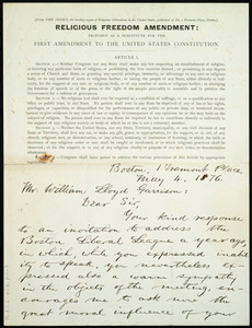 Thumbnail for Letter from Francis Ellingwood Abbot, 1 Tremont Place, Boston, [Mass.], to William Lloyd Garrison, May 4, 1876