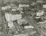 Aerial view of marchers approaching the Capitol on Dexter Avenue in downtown Montgomery, Alabama, at the end of the Selma to Montgomery March.