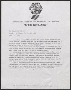 Press release: Junior Black Academy of Arts and Letters, Inc. Presents "Spirit Awakening"