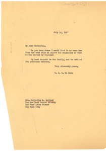 Letter from W. E. B. Du Bois to New York Public Library