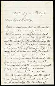 Letter to] Dear Friend Phillips [manuscript