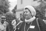 Woman Addresses Protesters, Los Angeles, 1986