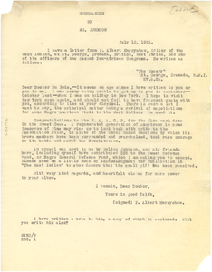 Memorandum from W. E. B. Du Bois to James Weldon Johnson