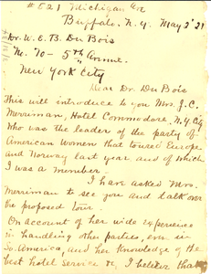 Letter from Mary B. Talbert to W. E. B. Du Bois