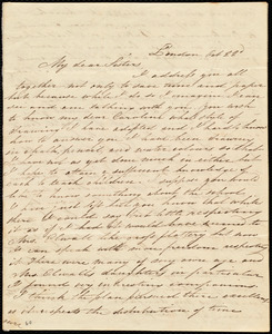 Incomplete letter from Maria Weston Chapman, London, [England], to Anne Warren Weston, Caroline Weston, Deborah Weston, Emma Forbes Weston, and Lucia Weston, Oct. 22, [1848?]