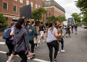 Protesters marching