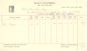 Royalty statement for The Negro