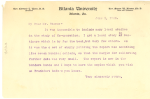 Letter from W. E. B. Du Bois to Alfred Holt Stone
