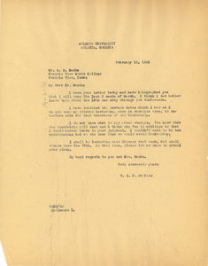 Letter from W. E. B. Du Bois to Prairie View State Normal and Industrial College