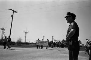 Marchers entering Montgomery, Alabama during the 20th anniversary reenactment of the Selma to Montgomery March.