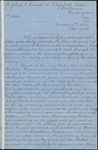 Thumbnail for Letter from Angelina Emily Grimkè, New York, to Elizabeth Pease Nichol, 1837 March 17